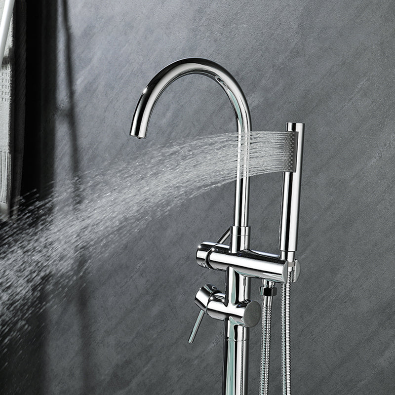 Floor Mounted Freestanding Bathtub Faucet Modern Style Metal Freestanding Faucet Clearhalo 'Bathroom Remodel & Bathroom Fixtures' 'Bathtub Faucets' 'bathtub_faucets' 'Home Improvement' 'home_improvement' 'home_improvement_bathtub_faucets' 6528257