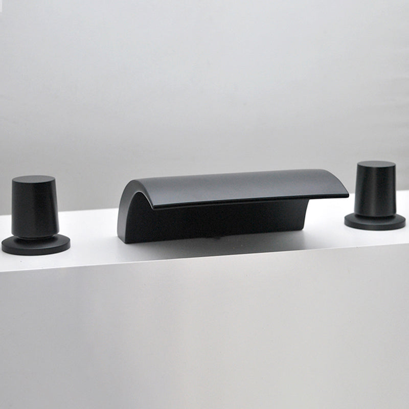Contemporary Bath Faucet Trim Metal Deck Mounted Bath Faucet Trim Black Tapered Handle 3 Hole Faucets Clearhalo 'Bathroom Remodel & Bathroom Fixtures' 'Bathtub Faucets' 'bathtub_faucets' 'Home Improvement' 'home_improvement' 'home_improvement_bathtub_faucets' 6528284