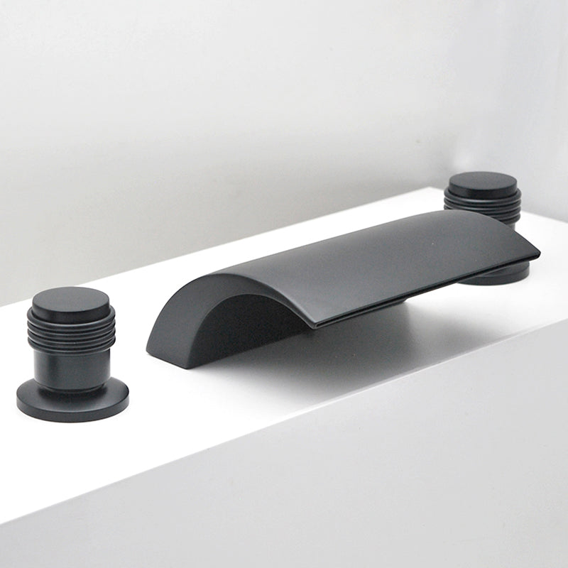 Contemporary Bath Faucet Trim Metal Deck Mounted Bath Faucet Trim Black Cylindrical Handle 3 Hole Faucets Clearhalo 'Bathroom Remodel & Bathroom Fixtures' 'Bathtub Faucets' 'bathtub_faucets' 'Home Improvement' 'home_improvement' 'home_improvement_bathtub_faucets' 6528287