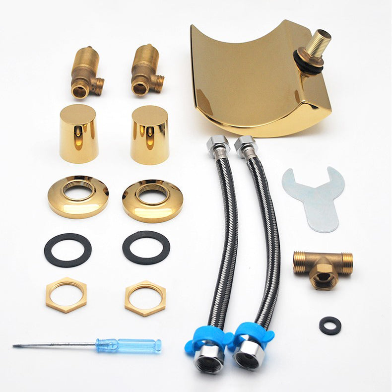 Contemporary Bath Faucet Trim Metal Deck Mounted Bath Faucet Trim Clearhalo 'Bathroom Remodel & Bathroom Fixtures' 'Bathtub Faucets' 'bathtub_faucets' 'Home Improvement' 'home_improvement' 'home_improvement_bathtub_faucets' 6528299