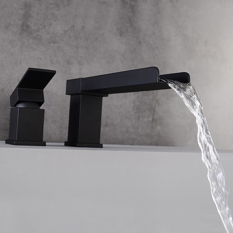 Deck Mounted Bathroom Faucet Modern Style Copper Bathroom Faucet Black 2 Hole Faucets Clearhalo 'Bathroom Remodel & Bathroom Fixtures' 'Bathtub Faucets' 'bathtub_faucets' 'Home Improvement' 'home_improvement' 'home_improvement_bathtub_faucets' 6528317