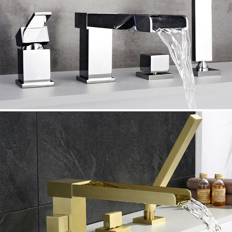 Deck Mounted Bathroom Faucet Modern Style Copper Bathroom Faucet Clearhalo 'Bathroom Remodel & Bathroom Fixtures' 'Bathtub Faucets' 'bathtub_faucets' 'Home Improvement' 'home_improvement' 'home_improvement_bathtub_faucets' 6528336