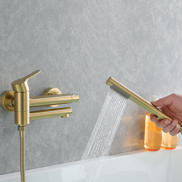 Wall Mounted Bathroom Faucet Contemporary Style Swivel Bathroom Faucet Clearhalo 'Bathroom Remodel & Bathroom Fixtures' 'Bathtub Faucets' 'bathtub_faucets' 'Home Improvement' 'home_improvement' 'home_improvement_bathtub_faucets' 6528354