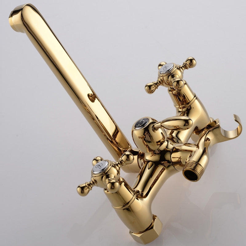 Wall Mounted Bathroom Faucet Metal Swivel Bathroom Faucet with Hand Shower Clearhalo 'Bathroom Remodel & Bathroom Fixtures' 'Bathtub Faucets' 'bathtub_faucets' 'Home Improvement' 'home_improvement' 'home_improvement_bathtub_faucets' 6528403