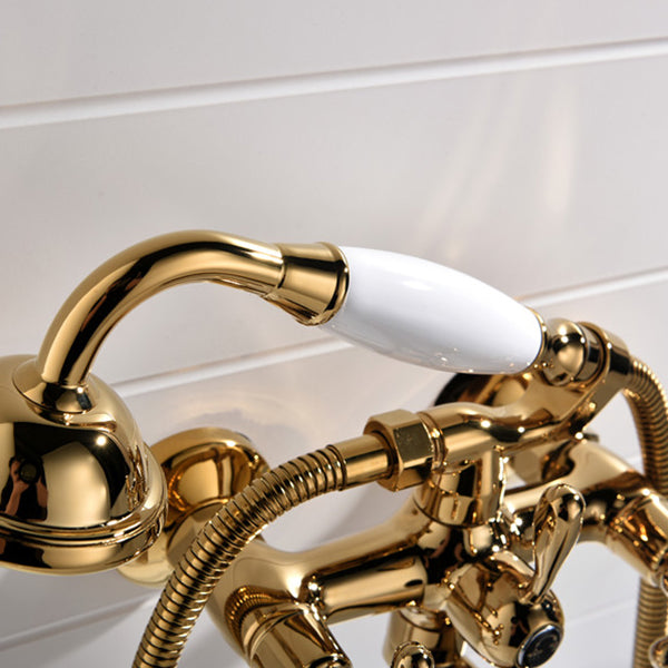 Wall Mounted Bathroom Faucet Metal Swivel Bathroom Faucet with Hand Shower Clearhalo 'Bathroom Remodel & Bathroom Fixtures' 'Bathtub Faucets' 'bathtub_faucets' 'Home Improvement' 'home_improvement' 'home_improvement_bathtub_faucets' 6528407