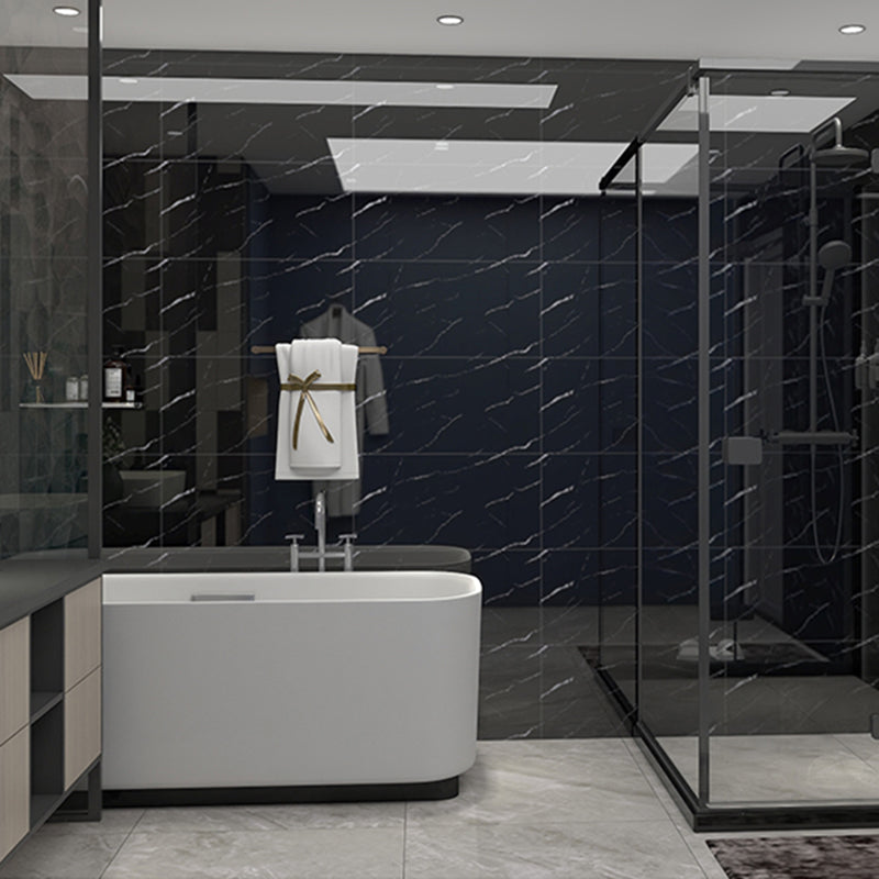 Modern Peel/Stick Backsplash Tile Kitchen and Bathroom Wallpaper Matte Black 50-Piece Set Clearhalo 'Flooring 'Home Improvement' 'home_improvement' 'home_improvement_peel_stick_blacksplash' 'Peel & Stick Backsplash Tile' 'peel_stick_blacksplash' 'Walls & Ceilings' Walls and Ceiling' 6528506