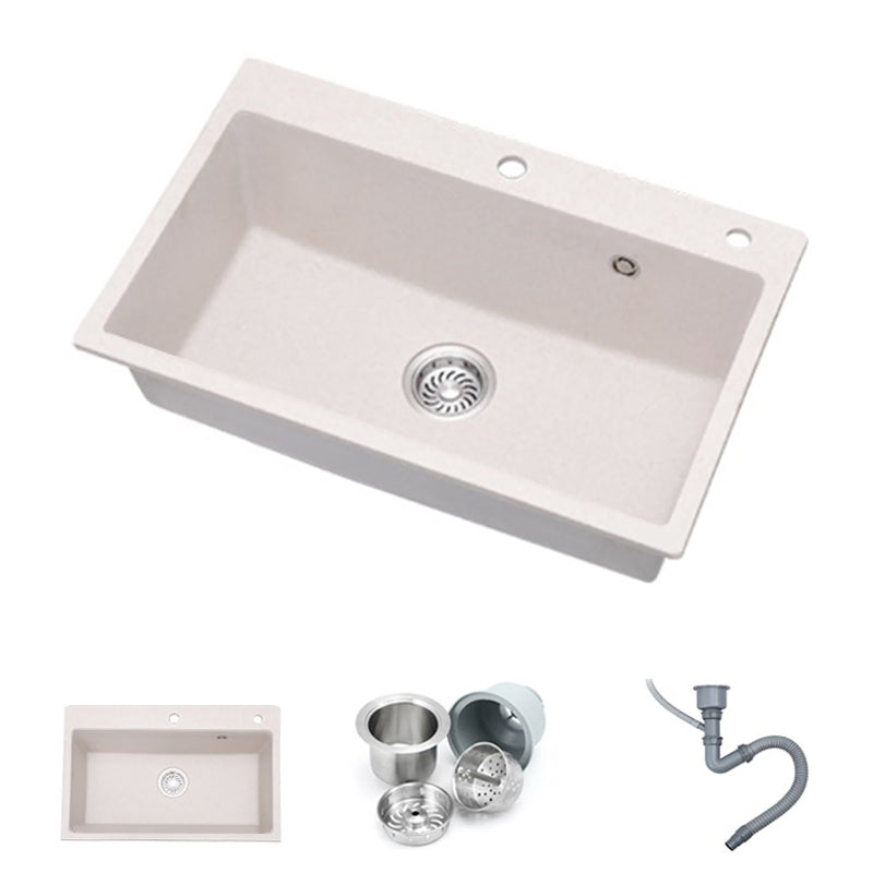 White Quartz Kitchen Sink Single Bowl Sink with Basket Strainer Sink Only None Clearhalo 'Home Improvement' 'home_improvement' 'home_improvement_kitchen_sinks' 'Kitchen Remodel & Kitchen Fixtures' 'Kitchen Sinks & Faucet Components' 'Kitchen Sinks' 'kitchen_sinks' 6528797