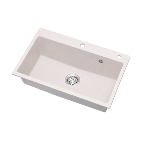 White Quartz Kitchen Sink Single Bowl Sink with Basket Strainer Clearhalo 'Home Improvement' 'home_improvement' 'home_improvement_kitchen_sinks' 'Kitchen Remodel & Kitchen Fixtures' 'Kitchen Sinks & Faucet Components' 'Kitchen Sinks' 'kitchen_sinks' 6528800