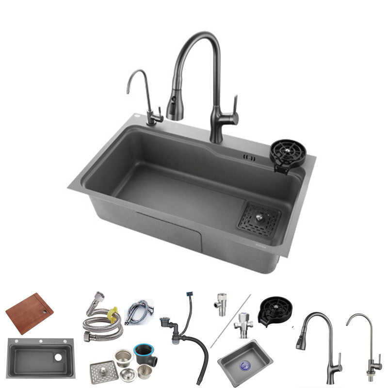Stainless Steel Kitchen Sink Rectangle Shape Kitchen Sink with Single Bowl Sink with Faucet Clearhalo 'Home Improvement' 'home_improvement' 'home_improvement_kitchen_sinks' 'Kitchen Remodel & Kitchen Fixtures' 'Kitchen Sinks & Faucet Components' 'Kitchen Sinks' 'kitchen_sinks' 6528817