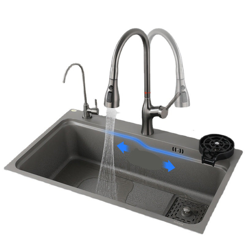 Stainless Steel Kitchen Sink Rectangle Shape Kitchen Sink with Single Bowl Clearhalo 'Home Improvement' 'home_improvement' 'home_improvement_kitchen_sinks' 'Kitchen Remodel & Kitchen Fixtures' 'Kitchen Sinks & Faucet Components' 'Kitchen Sinks' 'kitchen_sinks' 6528822