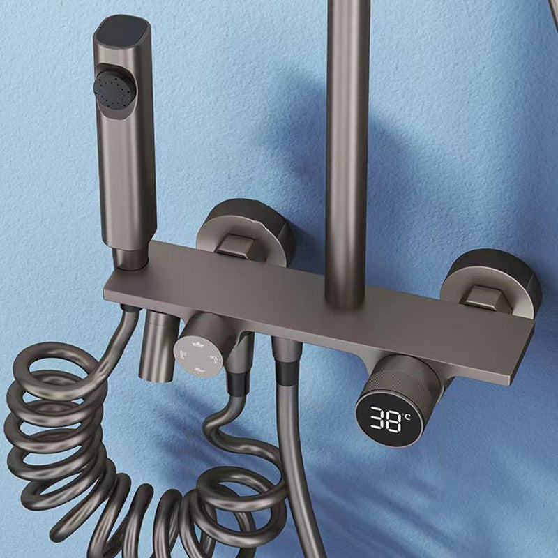 Modern Wall Mounted Shower System Dual Shower Head Shower Set Clearhalo 'Bathroom Remodel & Bathroom Fixtures' 'Home Improvement' 'home_improvement' 'home_improvement_shower_faucets' 'Shower Faucets & Systems' 'shower_faucets' 'Showers & Bathtubs Plumbing' 'Showers & Bathtubs' 6528845