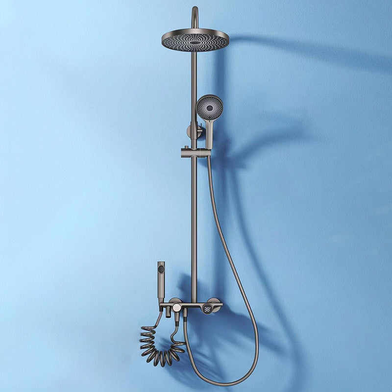 Modern Wall Mounted Shower System Dual Shower Head Shower Set Clearhalo 'Bathroom Remodel & Bathroom Fixtures' 'Home Improvement' 'home_improvement' 'home_improvement_shower_faucets' 'Shower Faucets & Systems' 'shower_faucets' 'Showers & Bathtubs Plumbing' 'Showers & Bathtubs' 6528849