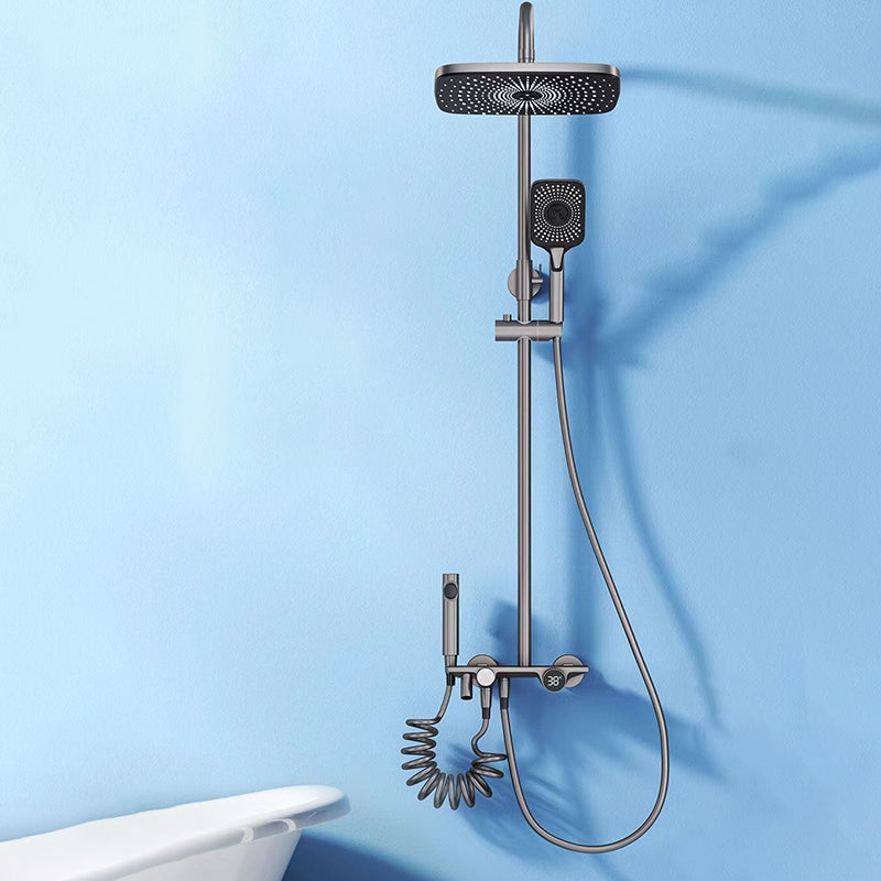 Modern Wall Mounted Shower System Dual Shower Head Shower Set Gun Grey Thermostatic Clearhalo 'Bathroom Remodel & Bathroom Fixtures' 'Home Improvement' 'home_improvement' 'home_improvement_shower_faucets' 'Shower Faucets & Systems' 'shower_faucets' 'Showers & Bathtubs Plumbing' 'Showers & Bathtubs' 6528850