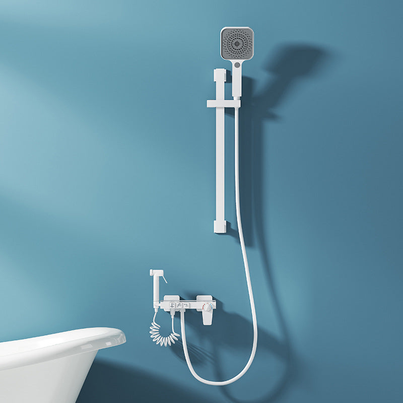 Single Hand Shower Modern Shower Faucet Wall Mounted Shower Trim White Thermostatic Digital Display Not Included Clearhalo 'Bathroom Remodel & Bathroom Fixtures' 'Home Improvement' 'home_improvement' 'home_improvement_shower_faucets' 'Shower Faucets & Systems' 'shower_faucets' 'Showers & Bathtubs Plumbing' 'Showers & Bathtubs' 6528855