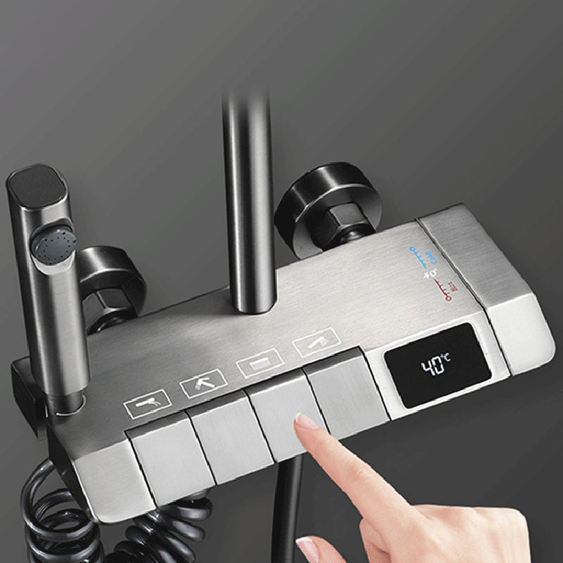 Contemporary Shower System Slide Bar Dual Shower Head Wall Mounted Shower Set Clearhalo 'Bathroom Remodel & Bathroom Fixtures' 'Home Improvement' 'home_improvement' 'home_improvement_shower_faucets' 'Shower Faucets & Systems' 'shower_faucets' 'Showers & Bathtubs Plumbing' 'Showers & Bathtubs' 6528877