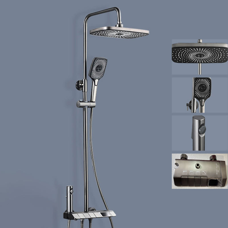 Contemporary Shower System Slide Bar Dual Shower Head Wall Mounted Shower Set Temperature Control Digital Display Included Clearhalo 'Bathroom Remodel & Bathroom Fixtures' 'Home Improvement' 'home_improvement' 'home_improvement_shower_faucets' 'Shower Faucets & Systems' 'shower_faucets' 'Showers & Bathtubs Plumbing' 'Showers & Bathtubs' 6528890