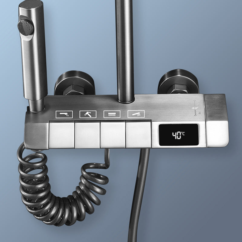 Contemporary Shower System Slide Bar Dual Shower Head Wall Mounted Shower Set Clearhalo 'Bathroom Remodel & Bathroom Fixtures' 'Home Improvement' 'home_improvement' 'home_improvement_shower_faucets' 'Shower Faucets & Systems' 'shower_faucets' 'Showers & Bathtubs Plumbing' 'Showers & Bathtubs' 6528897