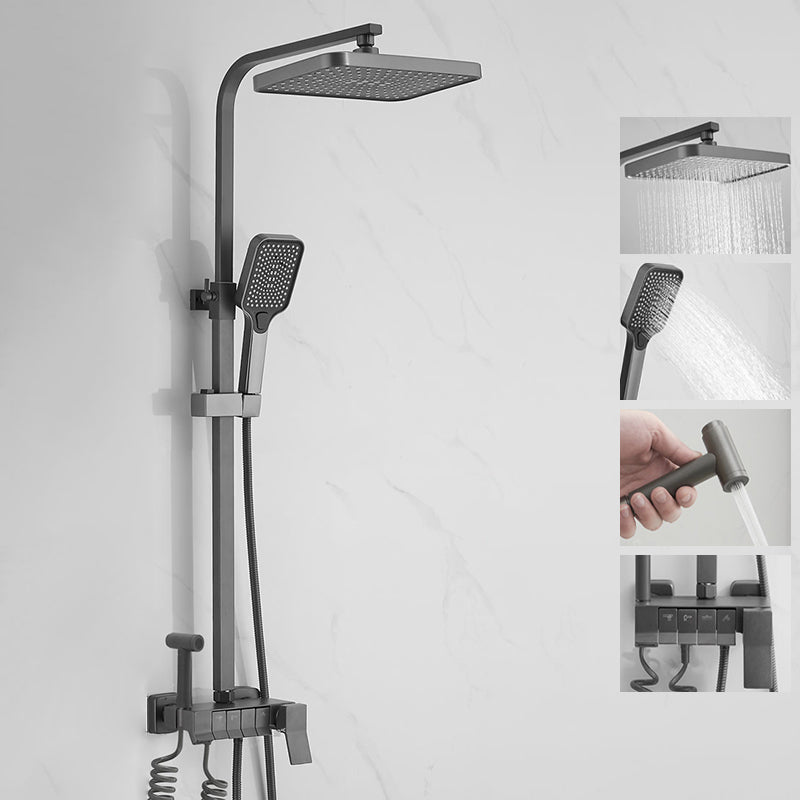 Modern Style Shower System Copper Spot Resist Wall Mounted Shower System Silver Gray Temperature Control Digital Display Not Included Clearhalo 'Bathroom Remodel & Bathroom Fixtures' 'Home Improvement' 'home_improvement' 'home_improvement_shower_faucets' 'Shower Faucets & Systems' 'shower_faucets' 'Showers & Bathtubs Plumbing' 'Showers & Bathtubs' 6528924