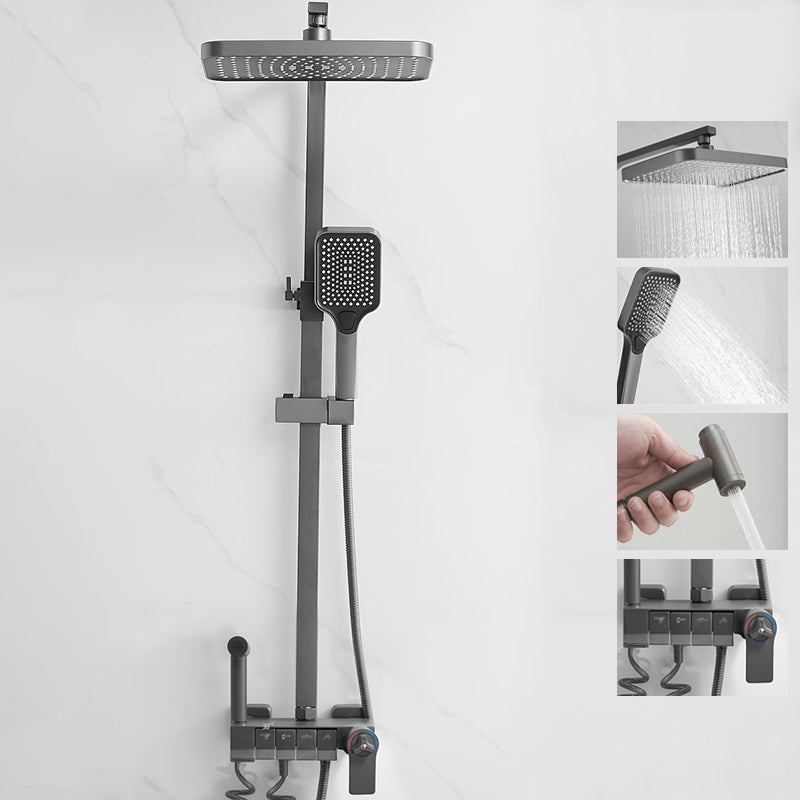 Modern Style Shower System Copper Spot Resist Wall Mounted Shower System Silver Gray Thermostatic Digital Display Not Included Clearhalo 'Bathroom Remodel & Bathroom Fixtures' 'Home Improvement' 'home_improvement' 'home_improvement_shower_faucets' 'Shower Faucets & Systems' 'shower_faucets' 'Showers & Bathtubs Plumbing' 'Showers & Bathtubs' 6528927