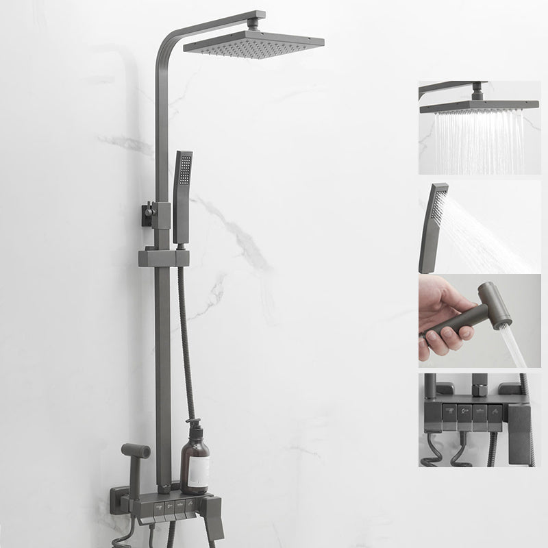 Modern Style Shower System Copper Spot Resist Wall Mounted Shower System Gun Grey Temperature Control Digital Display Not Included Clearhalo 'Bathroom Remodel & Bathroom Fixtures' 'Home Improvement' 'home_improvement' 'home_improvement_shower_faucets' 'Shower Faucets & Systems' 'shower_faucets' 'Showers & Bathtubs Plumbing' 'Showers & Bathtubs' 6528931