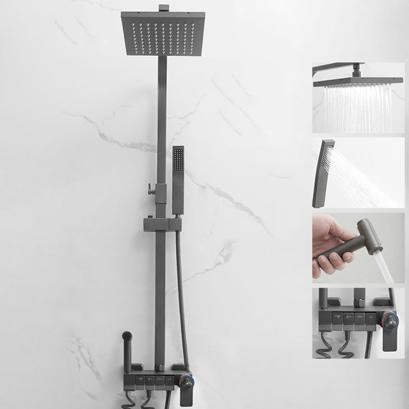 Modern Style Shower System Copper Spot Resist Wall Mounted Shower System Gun Grey Thermostatic Digital Display Not Included Clearhalo 'Bathroom Remodel & Bathroom Fixtures' 'Home Improvement' 'home_improvement' 'home_improvement_shower_faucets' 'Shower Faucets & Systems' 'shower_faucets' 'Showers & Bathtubs Plumbing' 'Showers & Bathtubs' 6528935