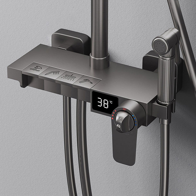 Modern Style Shower System Copper Spot Resist Wall Mounted Shower System Clearhalo 'Bathroom Remodel & Bathroom Fixtures' 'Home Improvement' 'home_improvement' 'home_improvement_shower_faucets' 'Shower Faucets & Systems' 'shower_faucets' 'Showers & Bathtubs Plumbing' 'Showers & Bathtubs' 6528940