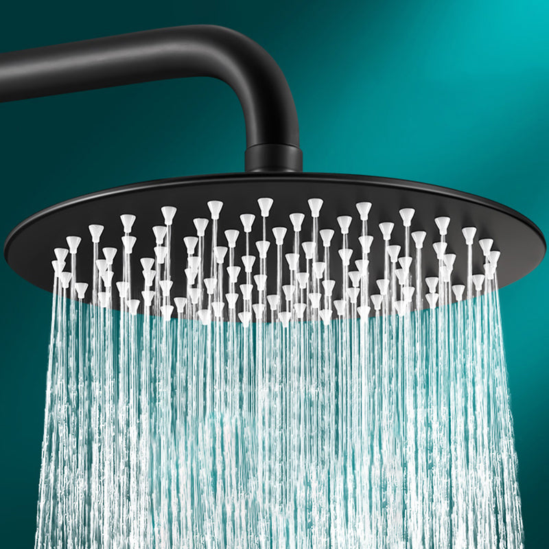 Black Round Fixed Shower Head Modern Style Wall-Mount Showerhead Clearhalo 'Bathroom Remodel & Bathroom Fixtures' 'Home Improvement' 'home_improvement' 'home_improvement_shower_heads' 'Shower Heads' 'shower_heads' 'Showers & Bathtubs Plumbing' 'Showers & Bathtubs' 6528947