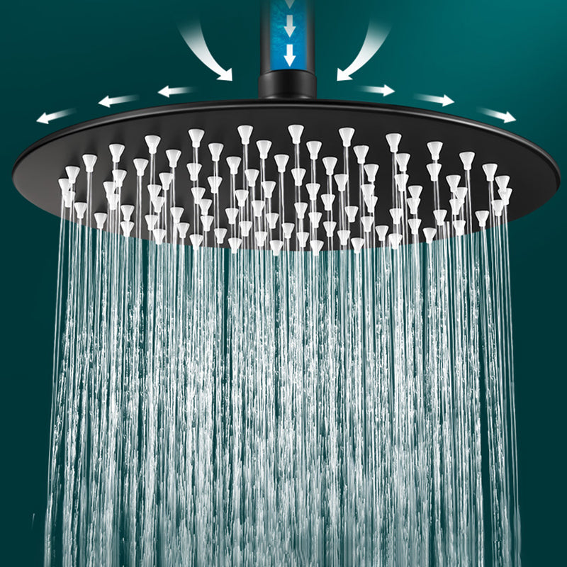 Black Round Fixed Shower Head Modern Style Wall-Mount Showerhead Clearhalo 'Bathroom Remodel & Bathroom Fixtures' 'Home Improvement' 'home_improvement' 'home_improvement_shower_heads' 'Shower Heads' 'shower_heads' 'Showers & Bathtubs Plumbing' 'Showers & Bathtubs' 6528948