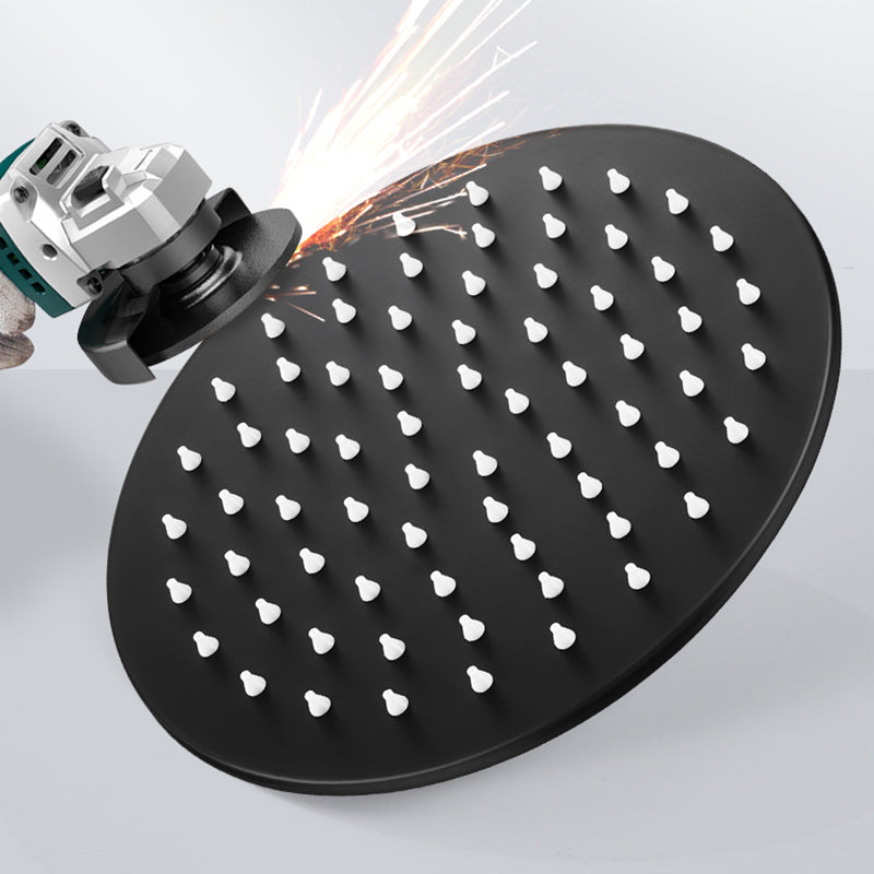 Black Round Fixed Shower Head Modern Style Wall-Mount Showerhead Clearhalo 'Bathroom Remodel & Bathroom Fixtures' 'Home Improvement' 'home_improvement' 'home_improvement_shower_heads' 'Shower Heads' 'shower_heads' 'Showers & Bathtubs Plumbing' 'Showers & Bathtubs' 6528956