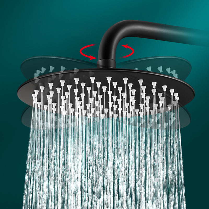 Black Round Fixed Shower Head Modern Style Wall-Mount Showerhead Clearhalo 'Bathroom Remodel & Bathroom Fixtures' 'Home Improvement' 'home_improvement' 'home_improvement_shower_heads' 'Shower Heads' 'shower_heads' 'Showers & Bathtubs Plumbing' 'Showers & Bathtubs' 6528959