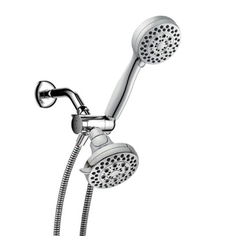 Silver Dual Shower Head Round Rain Fall Wall-Mount Showerhead Silver Clearhalo 'Bathroom Remodel & Bathroom Fixtures' 'Home Improvement' 'home_improvement' 'home_improvement_shower_heads' 'Shower Heads' 'shower_heads' 'Showers & Bathtubs Plumbing' 'Showers & Bathtubs' 6528987