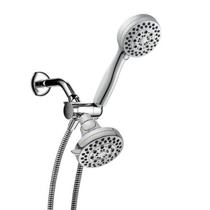 Silver Dual Shower Head Round Rain Fall Wall-Mount Showerhead Silver Clearhalo 'Bathroom Remodel & Bathroom Fixtures' 'Home Improvement' 'home_improvement' 'home_improvement_shower_heads' 'Shower Heads' 'shower_heads' 'Showers & Bathtubs Plumbing' 'Showers & Bathtubs' 6528987
