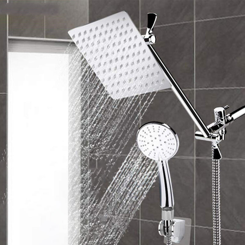 Modern Style Dual Shower Head 9-Spray Silver Wall-Mount Showerhead Clearhalo 'Bathroom Remodel & Bathroom Fixtures' 'Home Improvement' 'home_improvement' 'home_improvement_shower_heads' 'Shower Heads' 'shower_heads' 'Showers & Bathtubs Plumbing' 'Showers & Bathtubs' 6529013