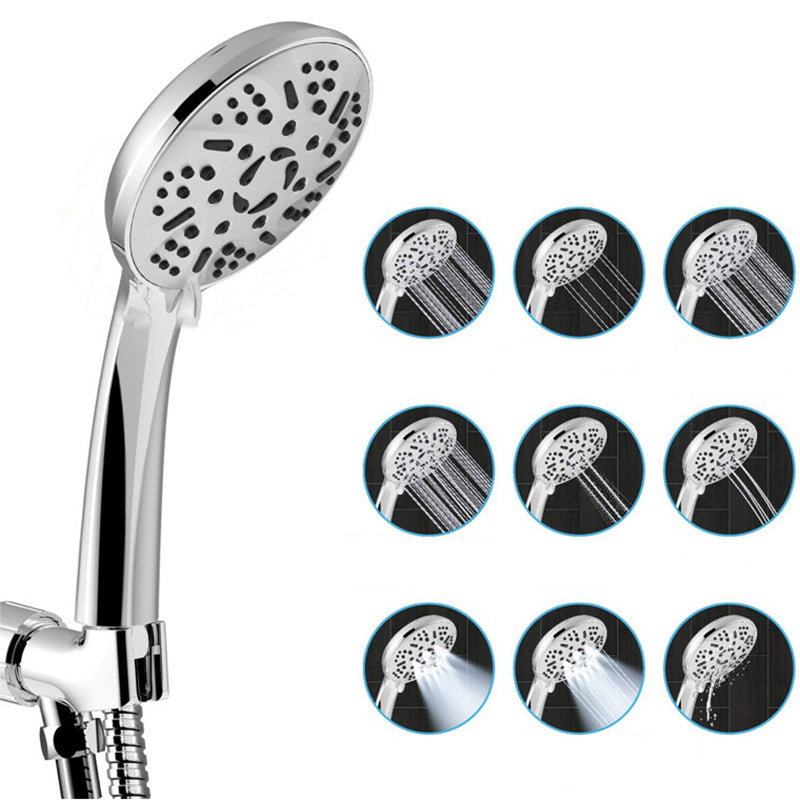 Modern Style Dual Shower Head 9-Spray Silver Wall-Mount Showerhead Clearhalo 'Bathroom Remodel & Bathroom Fixtures' 'Home Improvement' 'home_improvement' 'home_improvement_shower_heads' 'Shower Heads' 'shower_heads' 'Showers & Bathtubs Plumbing' 'Showers & Bathtubs' 6529016