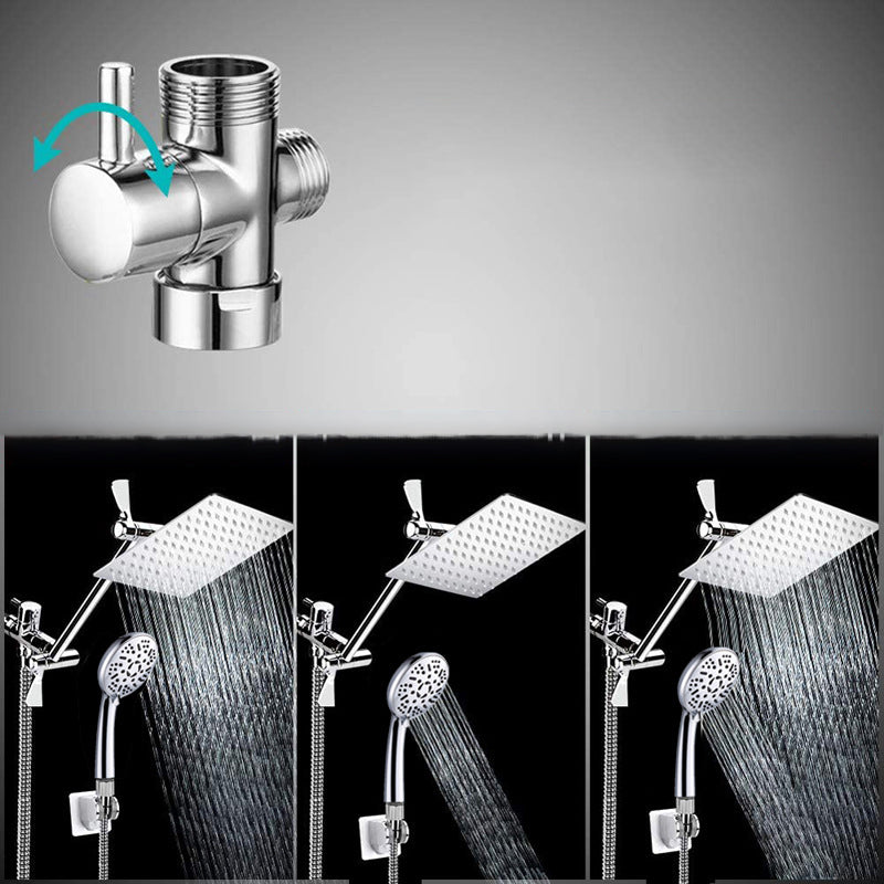Modern Style Dual Shower Head 9-Spray Silver Wall-Mount Showerhead Clearhalo 'Bathroom Remodel & Bathroom Fixtures' 'Home Improvement' 'home_improvement' 'home_improvement_shower_heads' 'Shower Heads' 'shower_heads' 'Showers & Bathtubs Plumbing' 'Showers & Bathtubs' 6529018