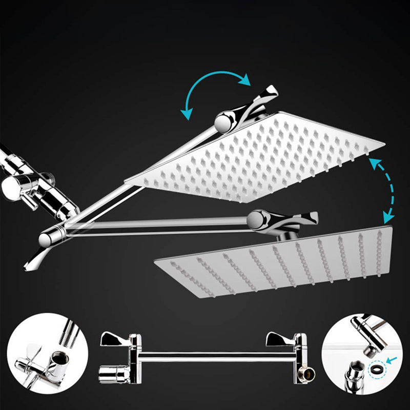 Modern Style Dual Shower Head 9-Spray Silver Wall-Mount Showerhead Clearhalo 'Bathroom Remodel & Bathroom Fixtures' 'Home Improvement' 'home_improvement' 'home_improvement_shower_heads' 'Shower Heads' 'shower_heads' 'Showers & Bathtubs Plumbing' 'Showers & Bathtubs' 6529020