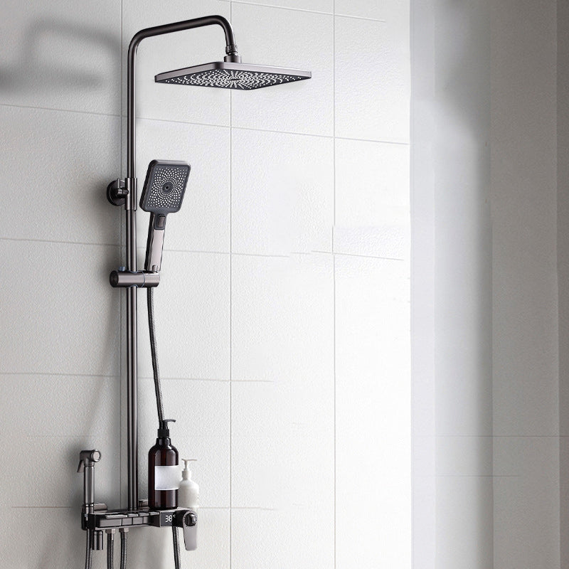 Modern Brass Shower System Adjustable Spray Pattern Shower Set Clearhalo 'Bathroom Remodel & Bathroom Fixtures' 'Home Improvement' 'home_improvement' 'home_improvement_shower_faucets' 'Shower Faucets & Systems' 'shower_faucets' 'Showers & Bathtubs Plumbing' 'Showers & Bathtubs' 6531338