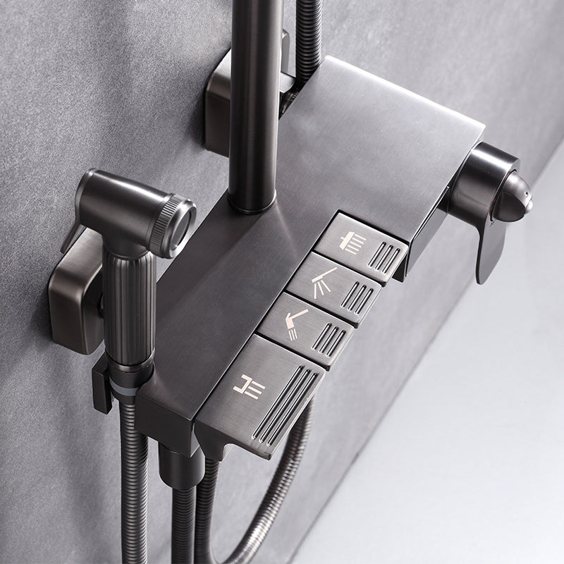Modern Brass Shower System Adjustable Spray Pattern Shower Set Clearhalo 'Bathroom Remodel & Bathroom Fixtures' 'Home Improvement' 'home_improvement' 'home_improvement_shower_faucets' 'Shower Faucets & Systems' 'shower_faucets' 'Showers & Bathtubs Plumbing' 'Showers & Bathtubs' 6531341