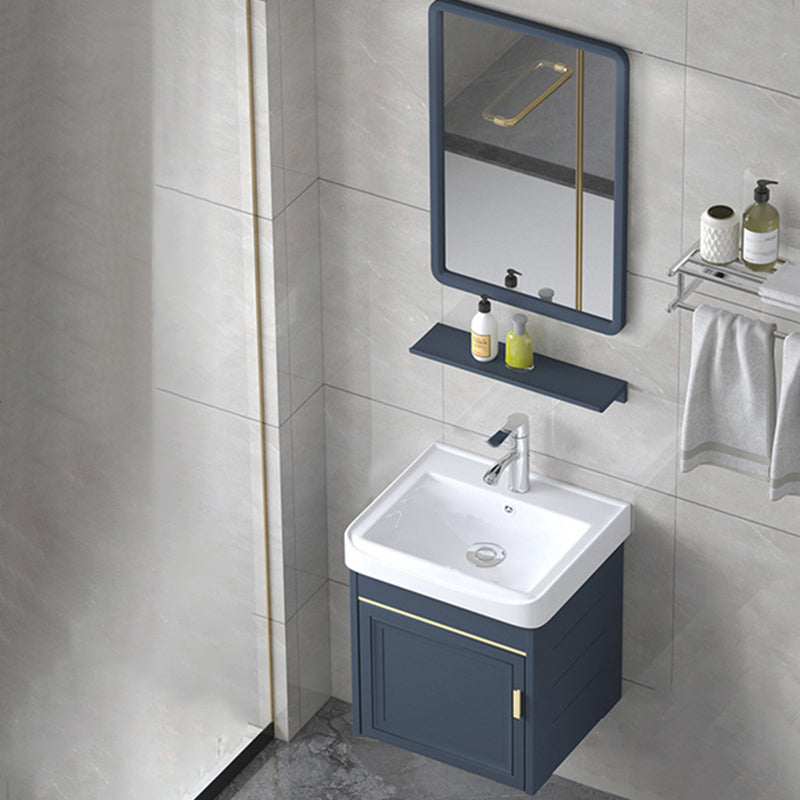 Modern Wall-Mounted Sink Vanity Blue Wall Mount Vanity Cabinet Vanity & Faucet & Mirrors 17.3"L x 14.2"W x 18.9"H Towel Bar Not Included Clearhalo 'Bathroom Remodel & Bathroom Fixtures' 'Bathroom Vanities' 'bathroom_vanities' 'Home Improvement' 'home_improvement' 'home_improvement_bathroom_vanities' 6531460