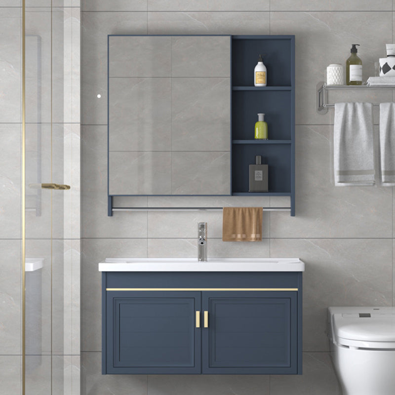Modern Wall-Mounted Sink Vanity Blue Wall Mount Vanity Cabinet Clearhalo 'Bathroom Remodel & Bathroom Fixtures' 'Bathroom Vanities' 'bathroom_vanities' 'Home Improvement' 'home_improvement' 'home_improvement_bathroom_vanities' 6531464
