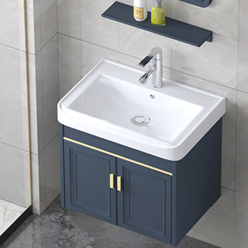 Modern Wall-Mounted Sink Vanity Blue Wall Mount Vanity Cabinet Vanity & Faucet 20.5"L x 14.6"W x 18.9"H None Clearhalo 'Bathroom Remodel & Bathroom Fixtures' 'Bathroom Vanities' 'bathroom_vanities' 'Home Improvement' 'home_improvement' 'home_improvement_bathroom_vanities' 6531484