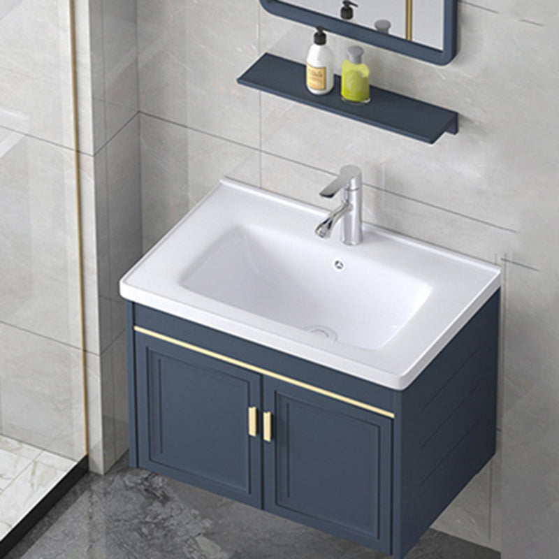 Modern Wall-Mounted Sink Vanity Blue Wall Mount Vanity Cabinet Vanity & Faucet 24"L x 16.1"W x 18.1"H None Clearhalo 'Bathroom Remodel & Bathroom Fixtures' 'Bathroom Vanities' 'bathroom_vanities' 'Home Improvement' 'home_improvement' 'home_improvement_bathroom_vanities' 6531485
