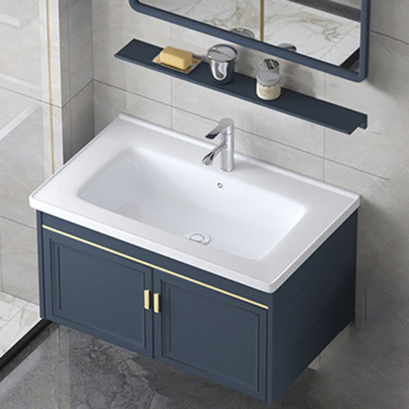 Modern Wall-Mounted Sink Vanity Blue Wall Mount Vanity Cabinet Vanity & Faucet 28"L x 18.9"W x 18.1"H None Clearhalo 'Bathroom Remodel & Bathroom Fixtures' 'Bathroom Vanities' 'bathroom_vanities' 'Home Improvement' 'home_improvement' 'home_improvement_bathroom_vanities' 6531486