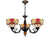 Bowl Chandelier Lamp Retro Stained Glass 3-Light Ceiling Pendant Chandelier with Dragonfly and Flower Pattern in Black Black Rose Clearhalo 'Ceiling Lights' 'Chandeliers' 'Industrial' 'Middle Century Chandeliers' 'Pendant Lights' 'Tiffany Chandeliers' 'Tiffany close to ceiling' 'Tiffany' Lighting' 65362