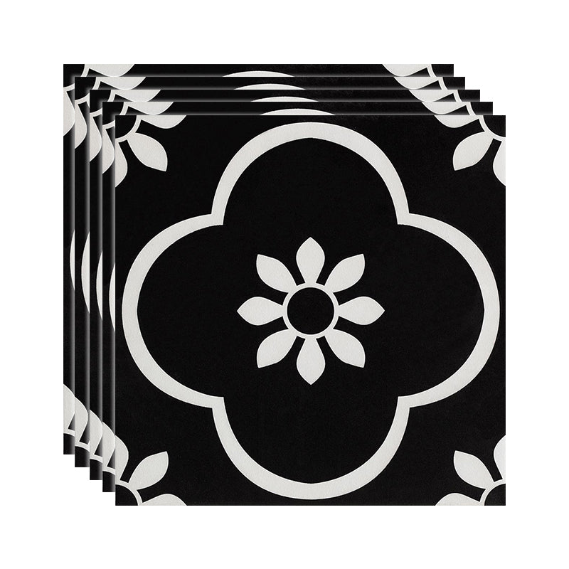 Ceramic Black Wall Tile Square Flower Pattern Tile Wall and Floor Purple-Black Clearhalo 'Floor Tiles & Wall Tiles' 'floor_tiles_wall_tiles' 'Flooring 'Home Improvement' 'home_improvement' 'home_improvement_floor_tiles_wall_tiles' Walls and Ceiling' 6540313