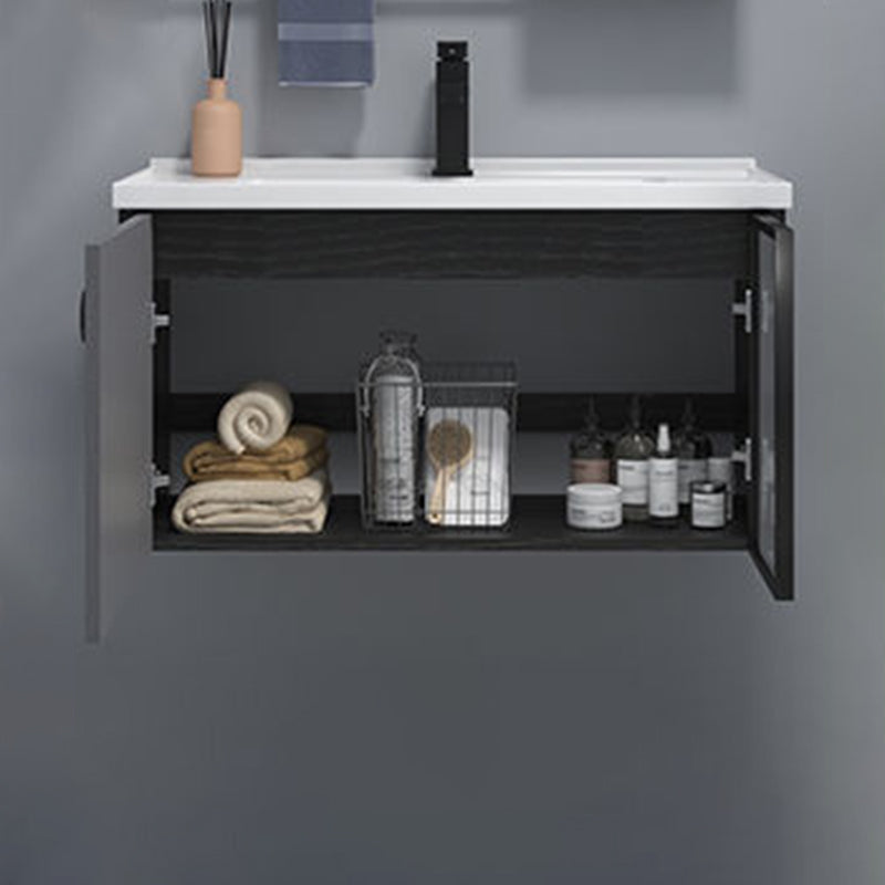 Wall Mount Bath Vanity Set Mirror Grey Rectangle Wood Bathroom Vanity with Single Sink Clearhalo 'Bathroom Remodel & Bathroom Fixtures' 'Bathroom Vanities' 'bathroom_vanities' 'Home Improvement' 'home_improvement' 'home_improvement_bathroom_vanities' 6540409