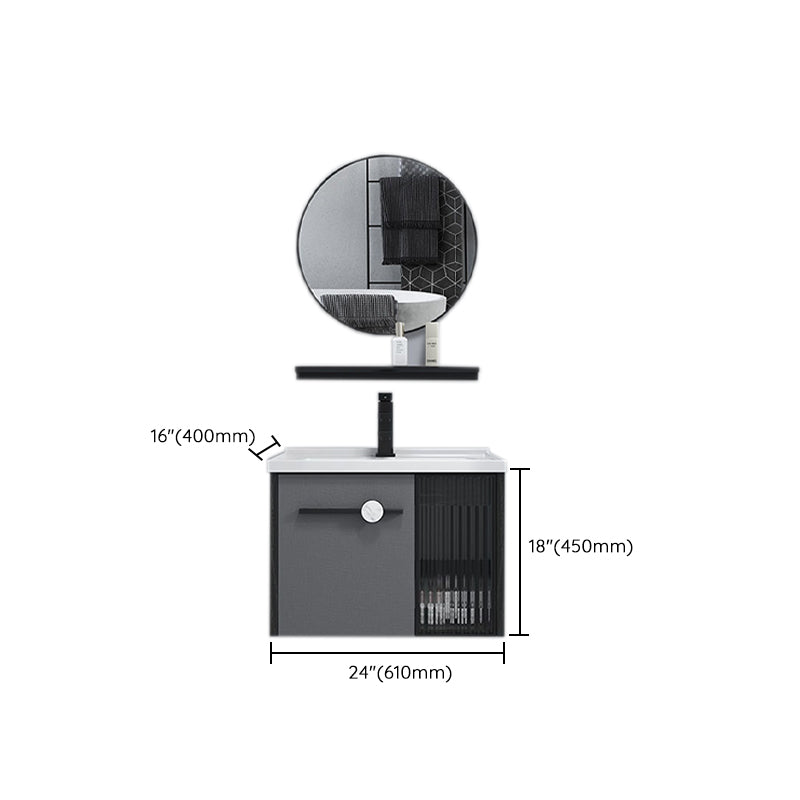Wall Mount Bath Vanity Set Mirror Grey Rectangle Wood Bathroom Vanity with Single Sink Clearhalo 'Bathroom Remodel & Bathroom Fixtures' 'Bathroom Vanities' 'bathroom_vanities' 'Home Improvement' 'home_improvement' 'home_improvement_bathroom_vanities' 6540429