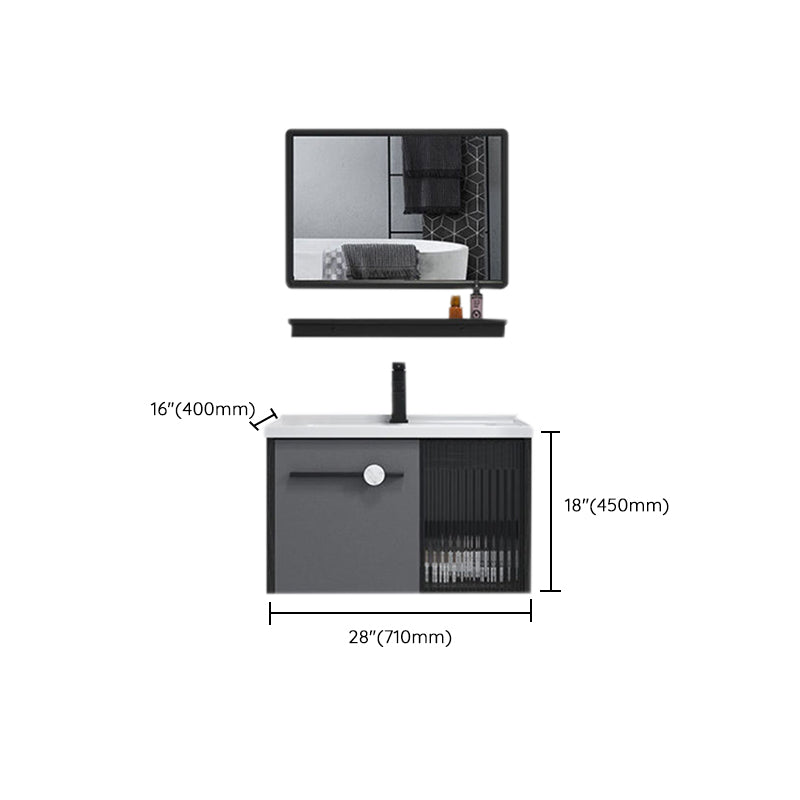 Wall Mount Bath Vanity Set Mirror Grey Rectangle Wood Bathroom Vanity with Single Sink Clearhalo 'Bathroom Remodel & Bathroom Fixtures' 'Bathroom Vanities' 'bathroom_vanities' 'Home Improvement' 'home_improvement' 'home_improvement_bathroom_vanities' 6540435