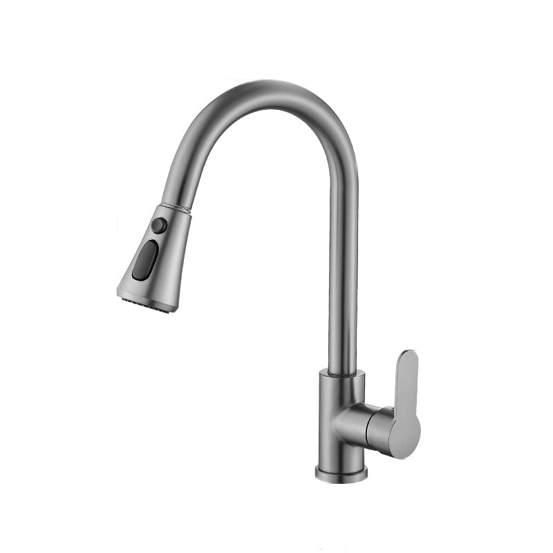 Modern Pull down Kitchen Faucet Sprayer with Handle and Supply Lines Bar Faucet Clearhalo 'Home Improvement' 'home_improvement' 'home_improvement_kitchen_faucets' 'Kitchen Faucets' 'Kitchen Remodel & Kitchen Fixtures' 'Kitchen Sinks & Faucet Components' 'kitchen_faucets' 6540599