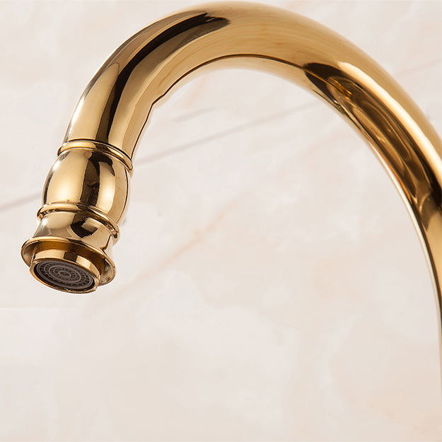 Traditional Bar Faucet 1-Handle with Supply Lines Kitchen Faucet in Gold Clearhalo 'Home Improvement' 'home_improvement' 'home_improvement_kitchen_faucets' 'Kitchen Faucets' 'Kitchen Remodel & Kitchen Fixtures' 'Kitchen Sinks & Faucet Components' 'kitchen_faucets' 6540609